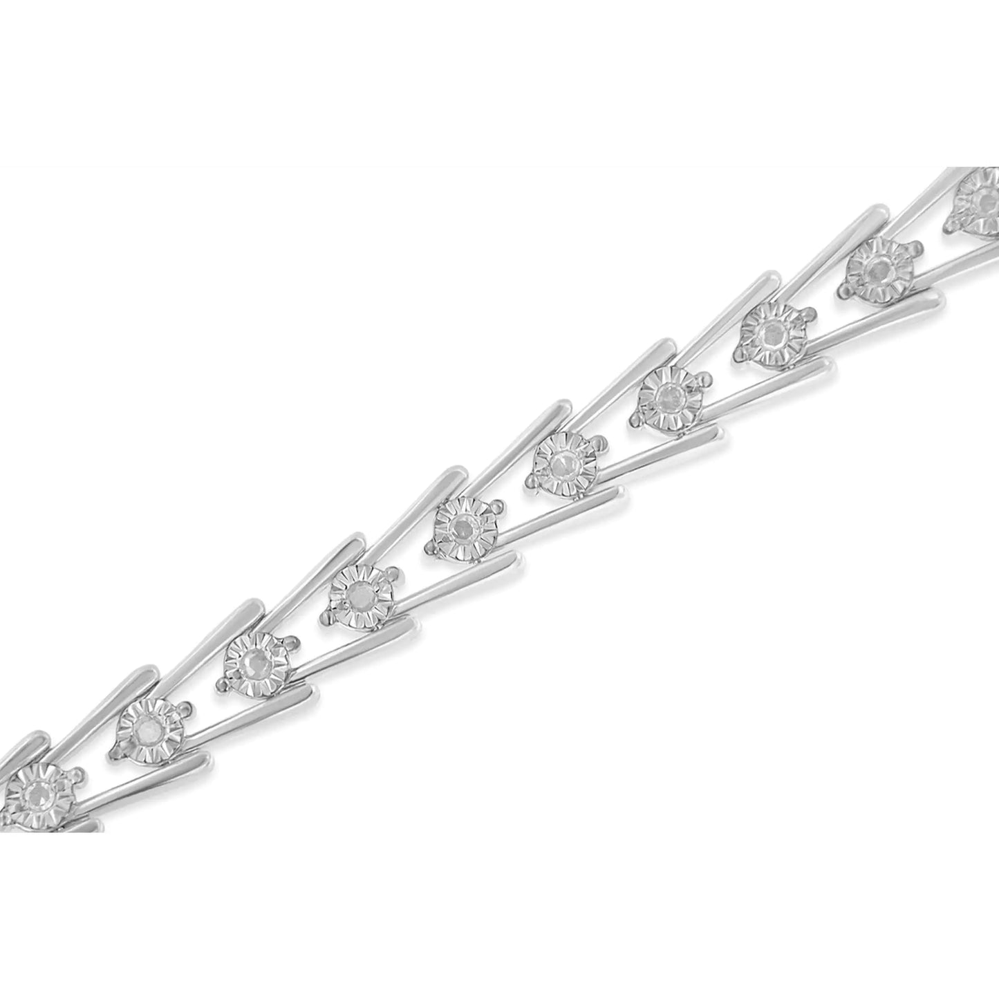 Sterling Silver Diamond Wave-Style Link Bracelet (0.5 cttw, I-J Color, I3 Clarity)