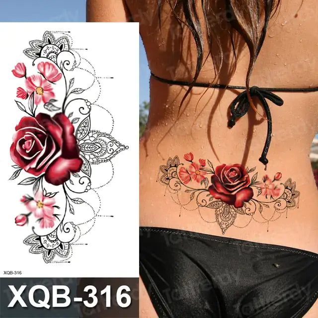 Rose Sticker Flower Belly Body Tattooo