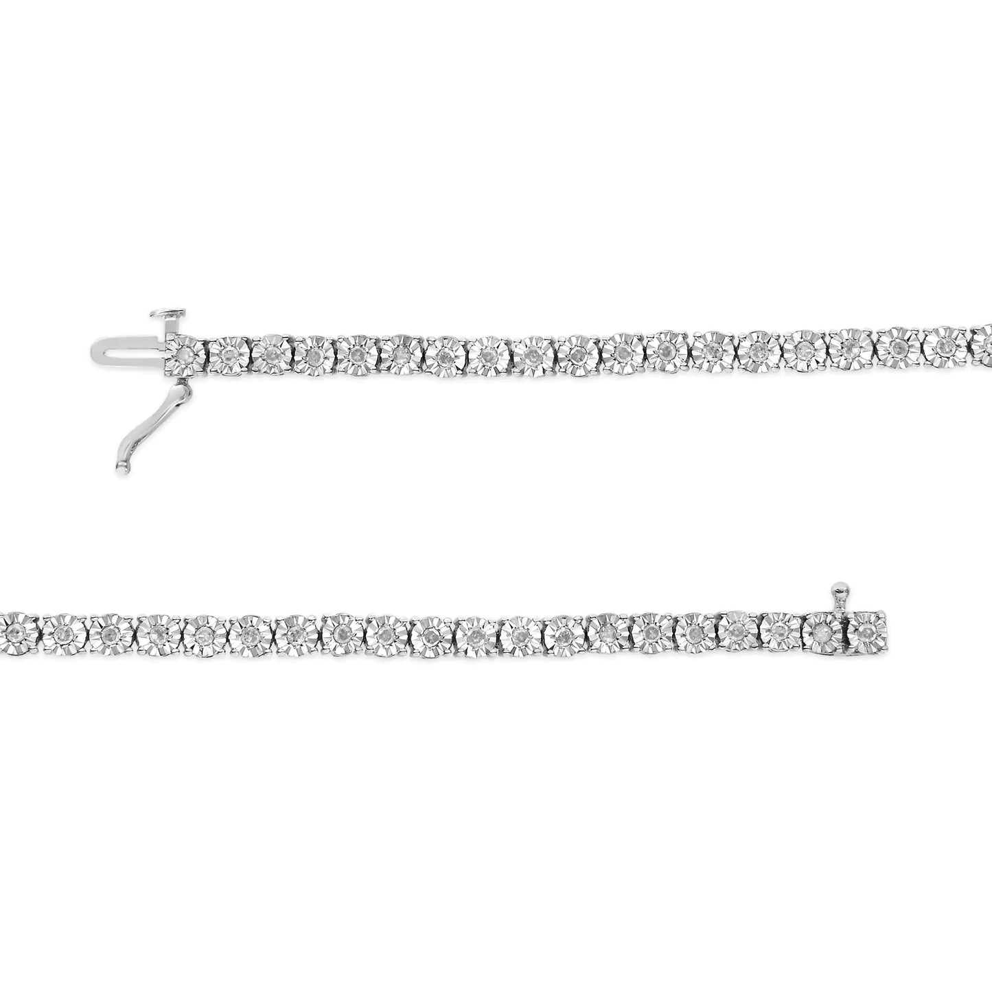 10k White Gold 1.0 Cttw Round-Cut Diamond Miracle Plate Tennis 7" Bracelet (I-J Color, SI2-I1 Clarity)