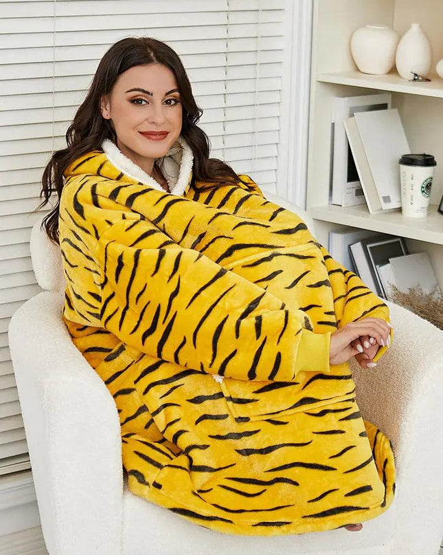 Hooded Winter Soft Plush Fleece Sofa Blanket