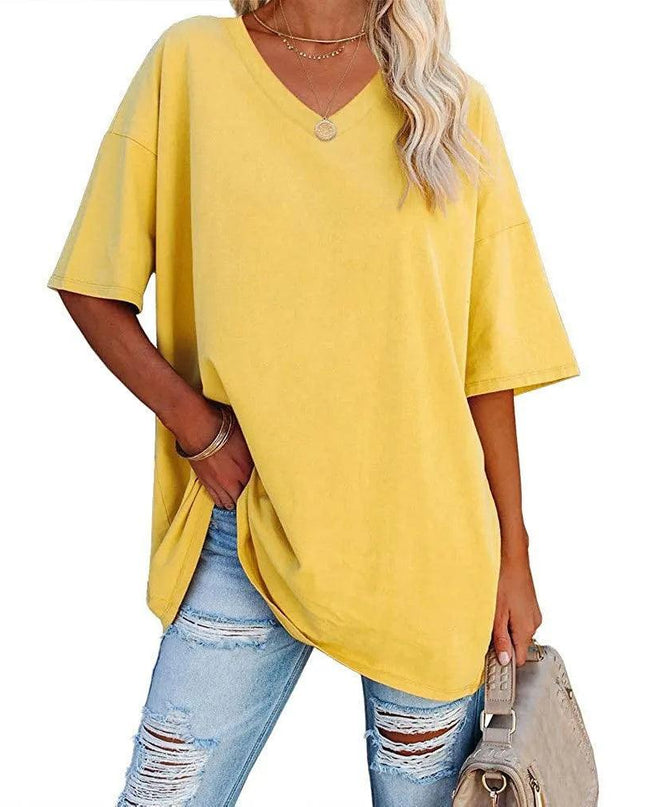 Loose Short-Sleeved V-neck T-shirt