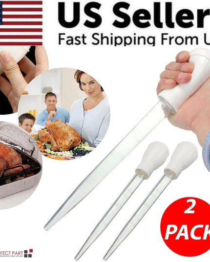 2 PCS Meat & Poultry Baster Heat Resistant BPA Free Turkey Syringe Flavor 30ML