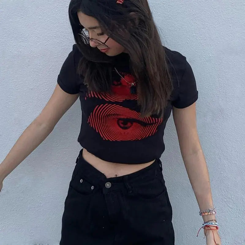 Vintage Goth Graphic Crop Top