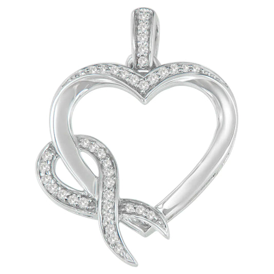 .925 Sterling Silver 1/6 cttw Diamond Heart Pendant Necklace (H-I, I1-I2)