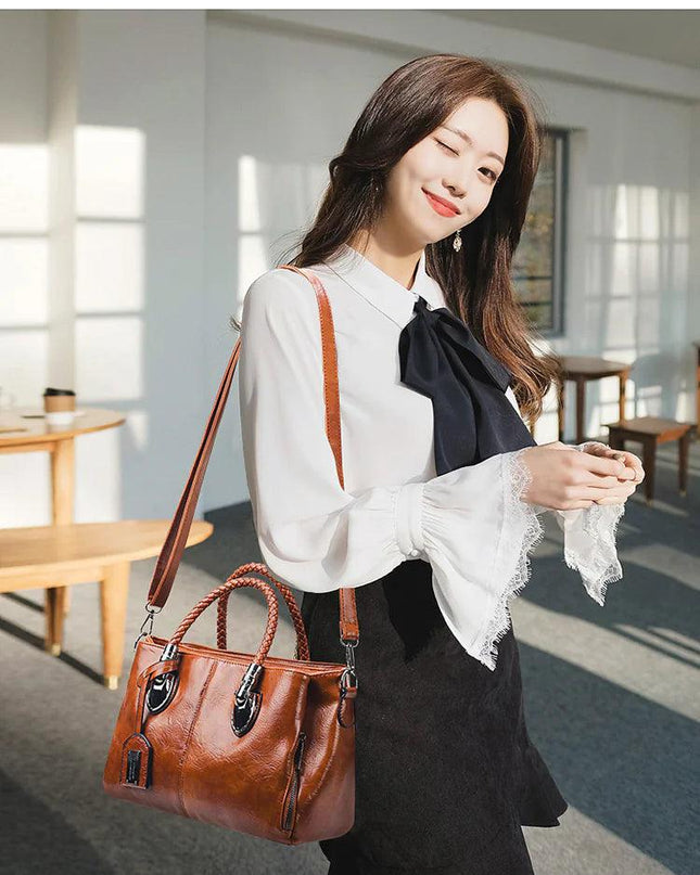 Soft Leather Boston Shoulder Bag