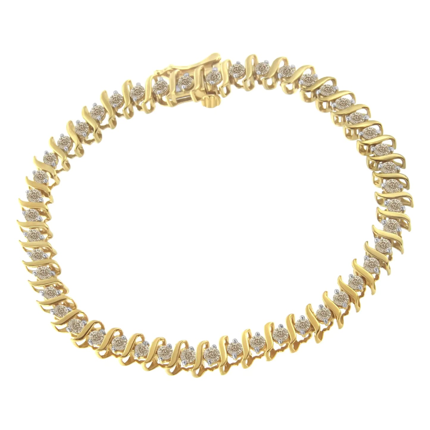 10KT Yellow Gold Diamond S-Link Bracelet (3 cttw, J-K Color, I2-I3 Clarity)