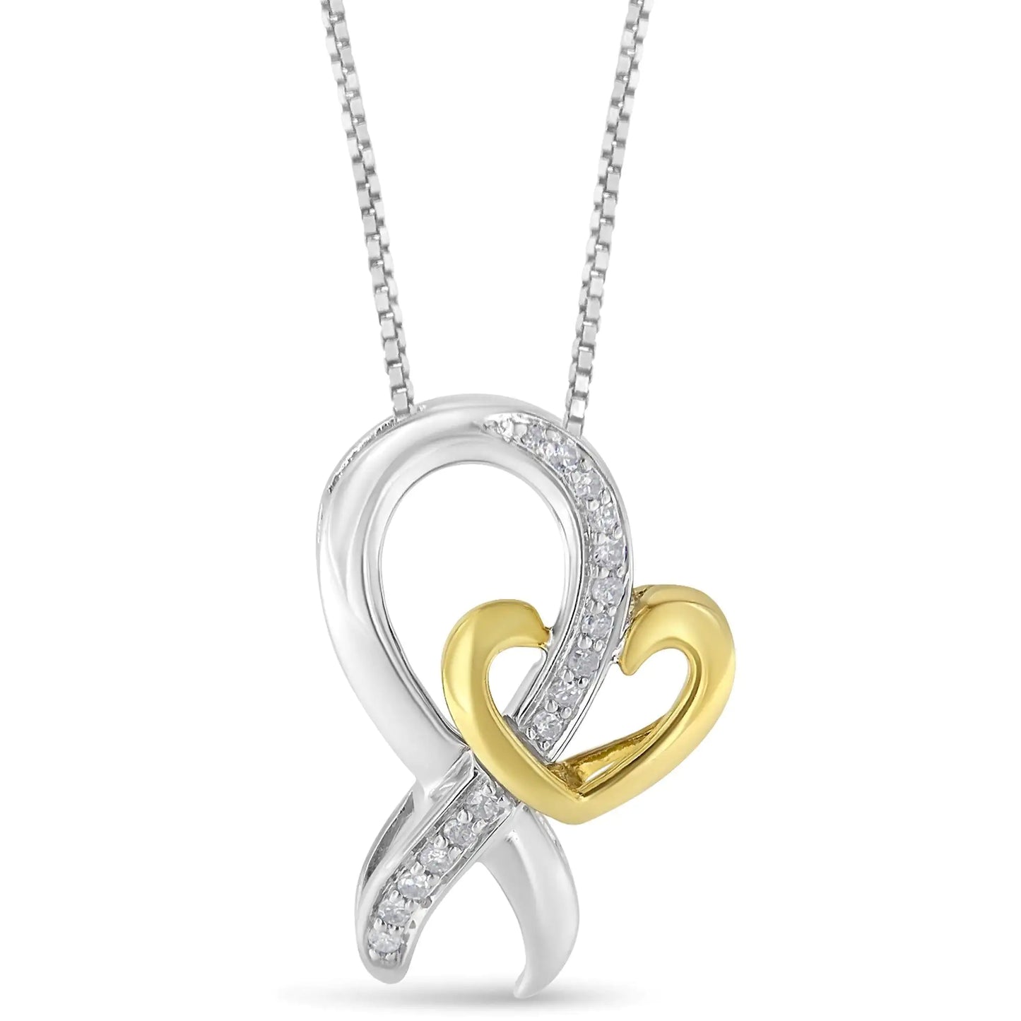 Two-Tone .925 Sterling Silver 1/6 cttw Round Cut Diamond Ties of Love Pendant Necklace (H-I, I1-I2)