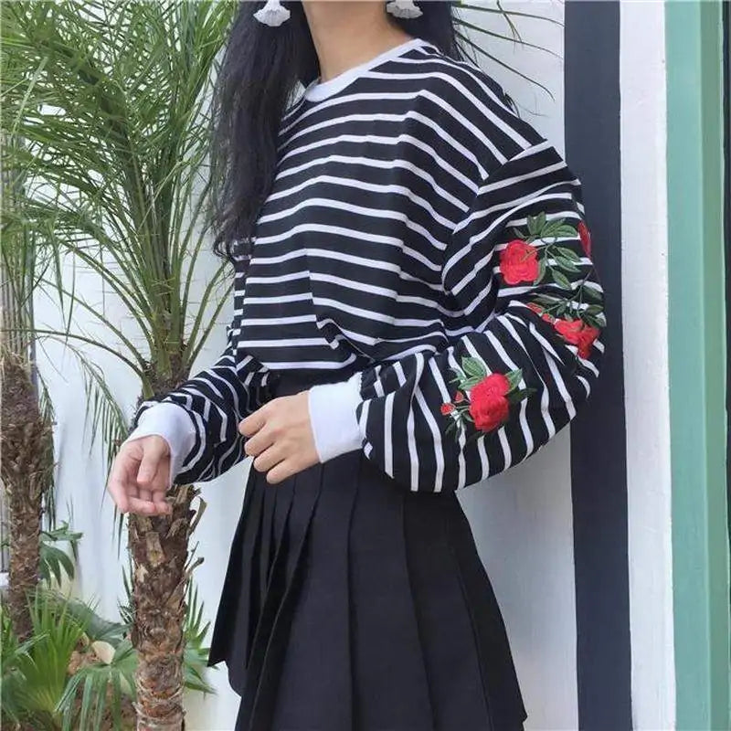 Striped Flower Bomb Sweater