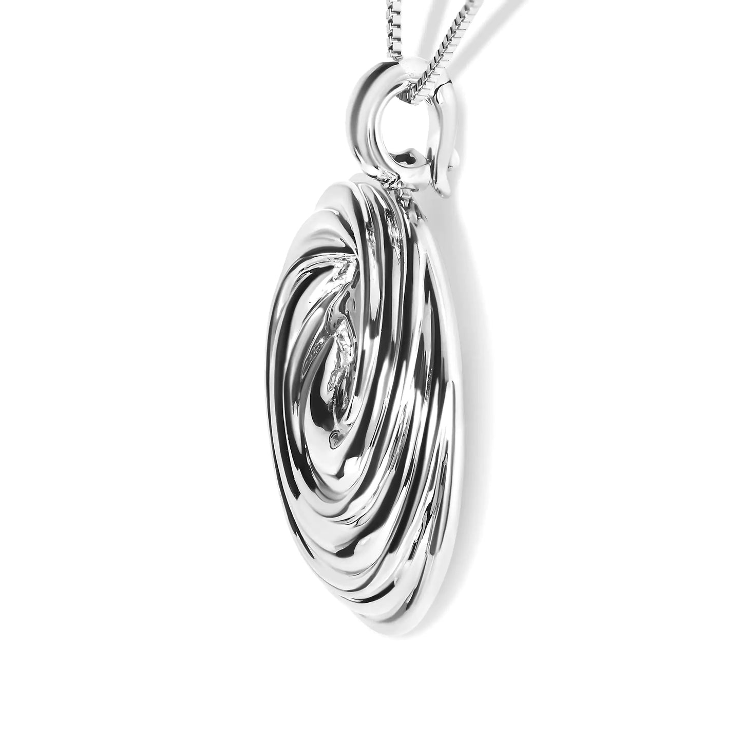 .925 Sterling Silver Endless Wave Swirl Statement Medallion 18" Pendant Necklace