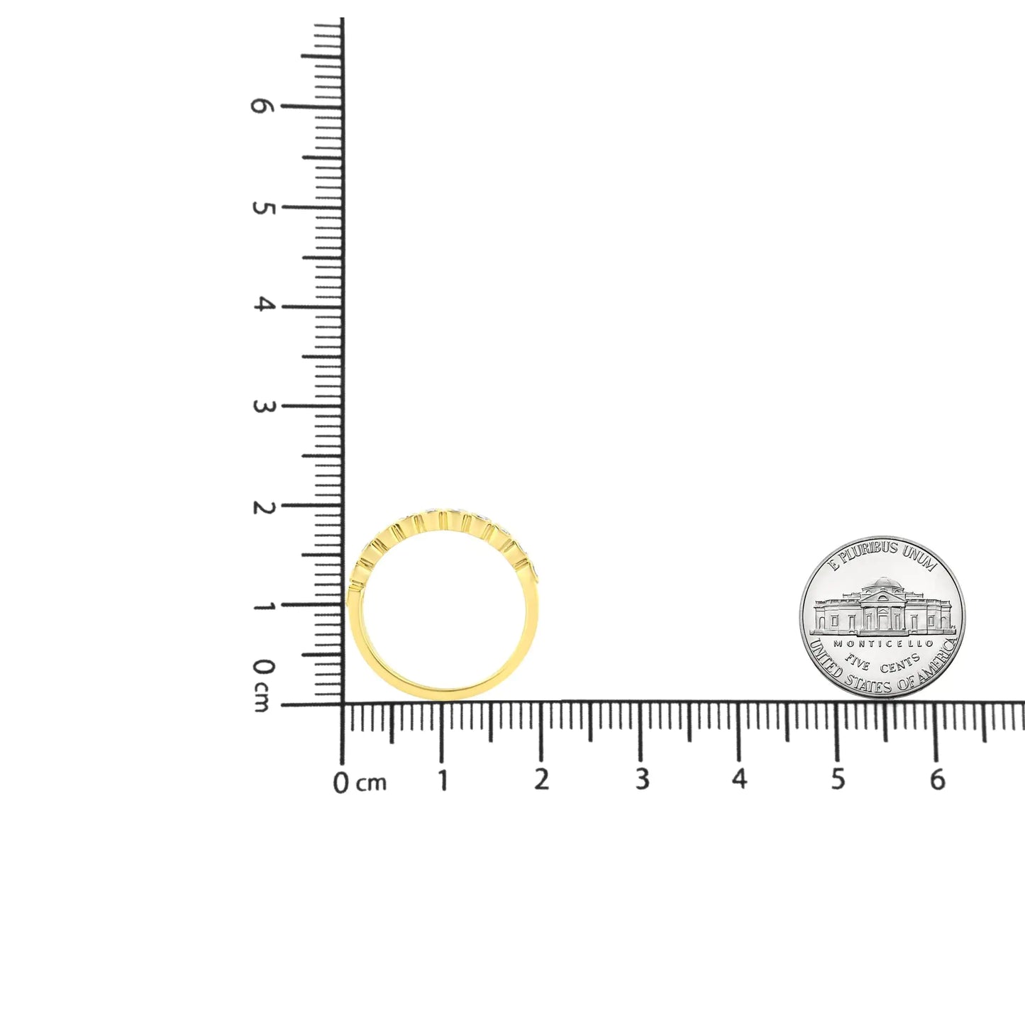 10K Yellow Plated .925 Sterling Silver 1/4 Cttw Bezel Set Round Diamond 11 Stone Wedding Band Ring (K-L Color, I1-I2 Clarity)