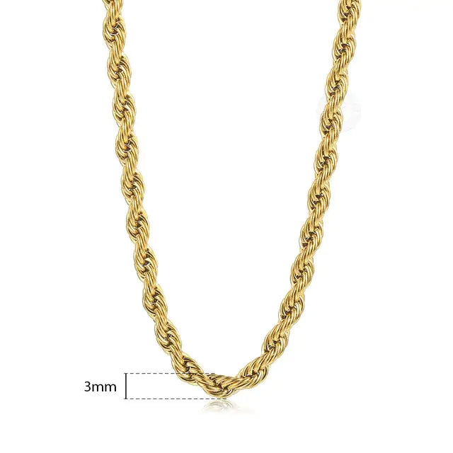 Twisted Rope Link Chain Necklace