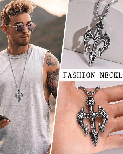 Vnox Men's Stylish Poseidon Trident Necklace