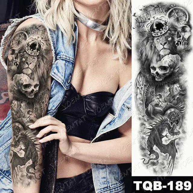 Lions in Gray Shaded Black Tattoos