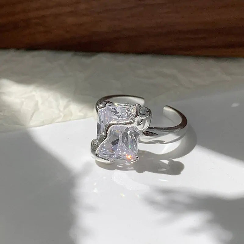 Adjustable Square Zircon Ring