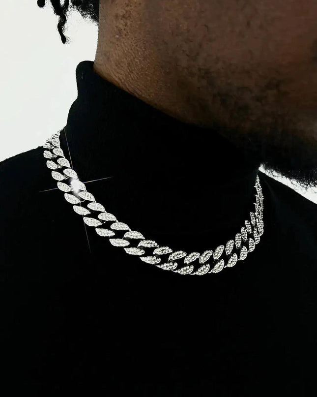 White Gold Plated Seamless Iced Cuban Bracelet