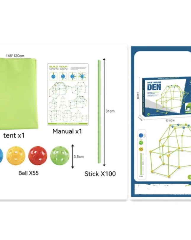 Kids' Fort Building Kit – DIY 3D Construction Set for Tents, Castles, and Playhouses