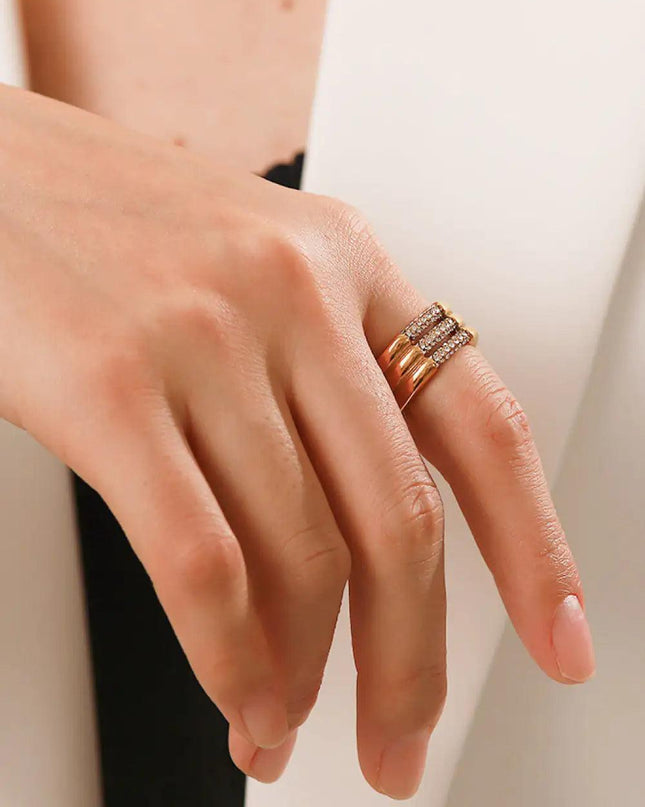 Triple-Layered Rhinestone Ring