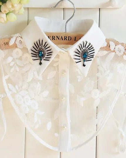 Detachable Silver Beaded Fake Collar