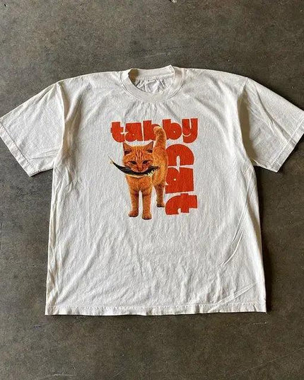 Harajuku Cat Print Shirt