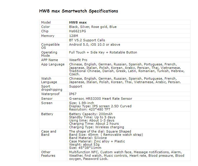 Smartwatch HW8 Max