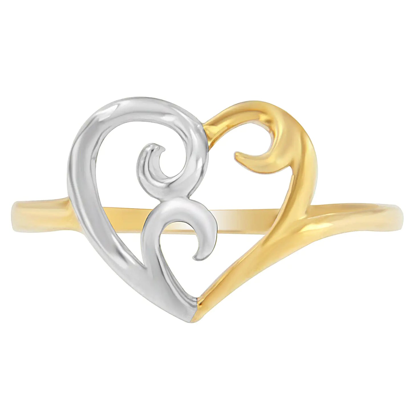 10K Two-Tone Gold Heart Ring