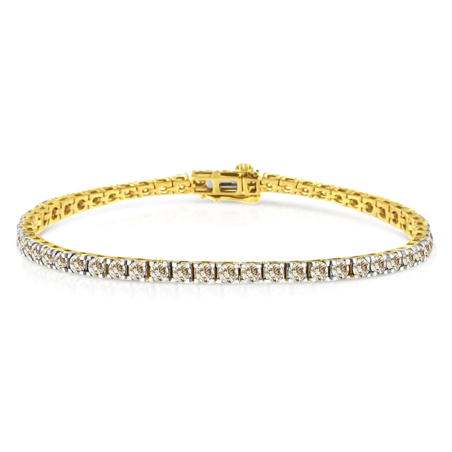 14K Yellow Gold Plated .925 Sterling Silver 5.00 cttw 4-Prong Set Brilliant Round-Cut Diamond Classic Tennis Bracelet (J-K Color, I2-I3 Clarity) - Size 7.25"