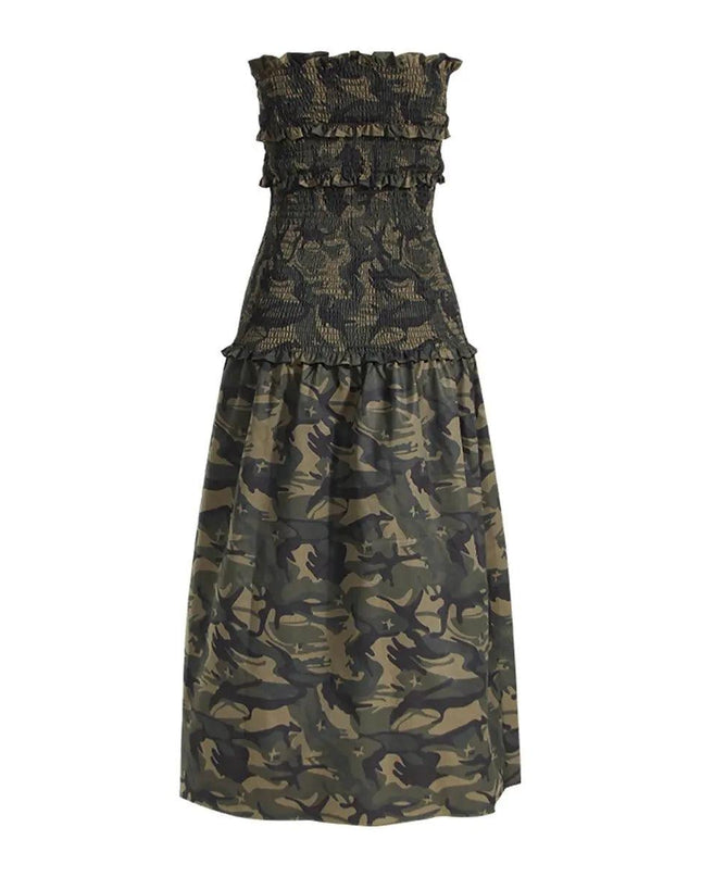 Camouflage Elastic Strapless Dress