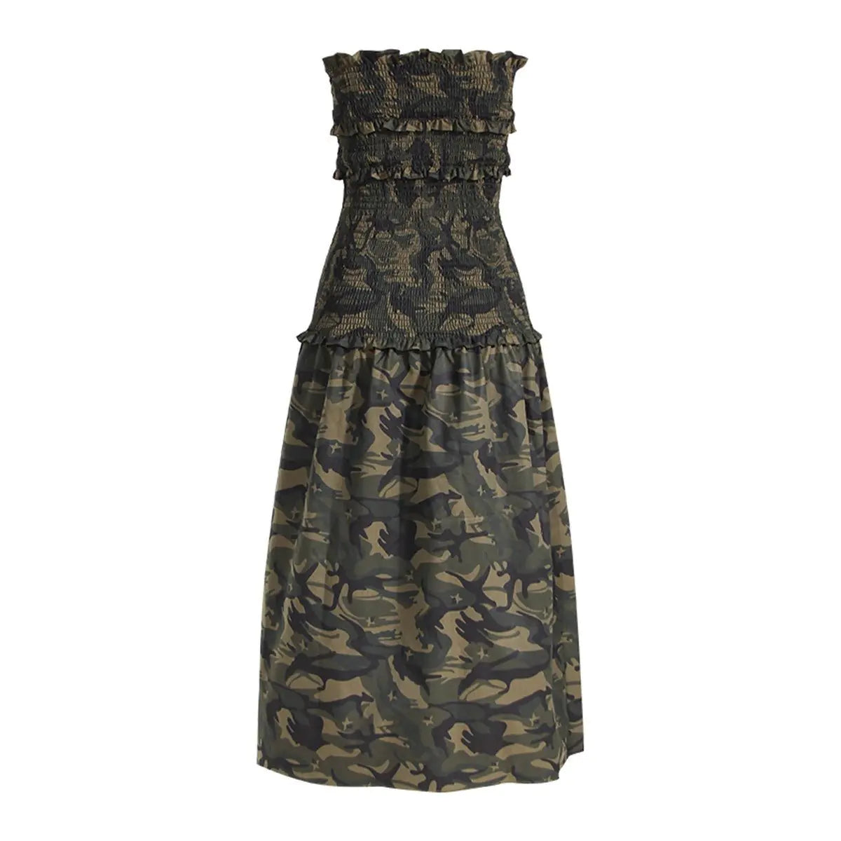 Camouflage Elastic Strapless Dress