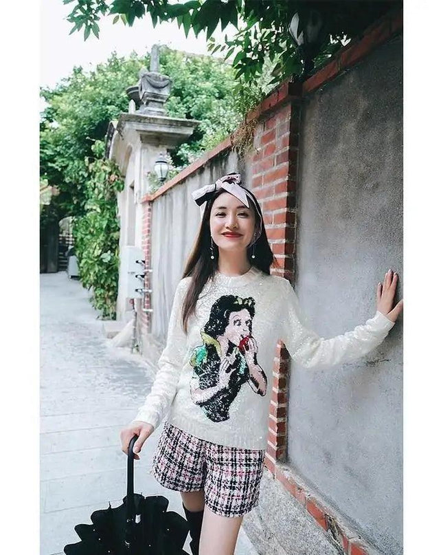 Snow White Sequin Sweater