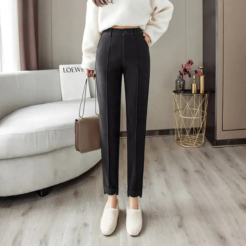 Woolen High Waist Trousers