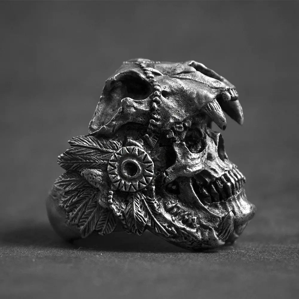 Vintage Indian Jaguar Warrior Skull