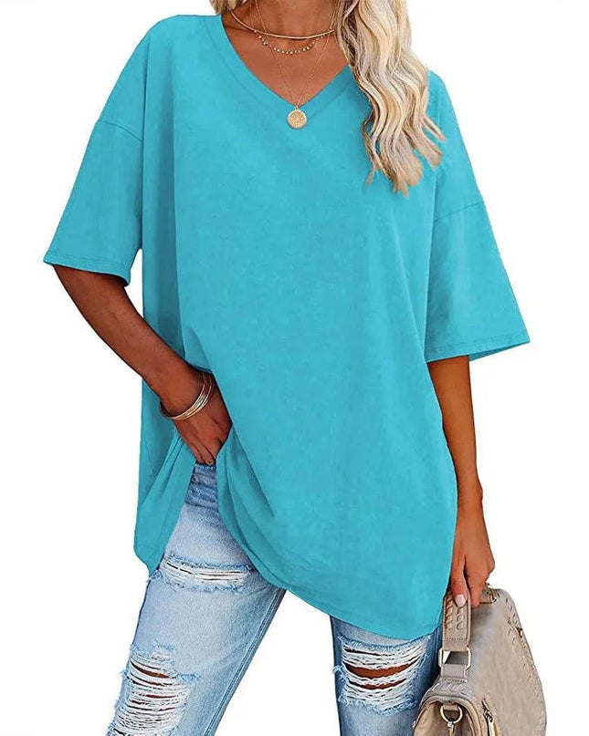 Loose Short-Sleeved V-neck T-shirt