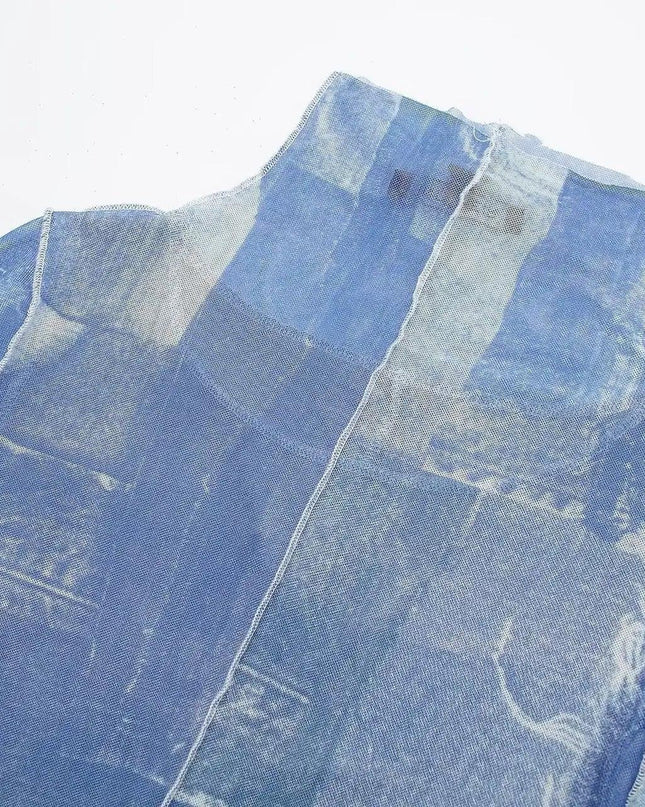Vintage Denim Mesh Dress