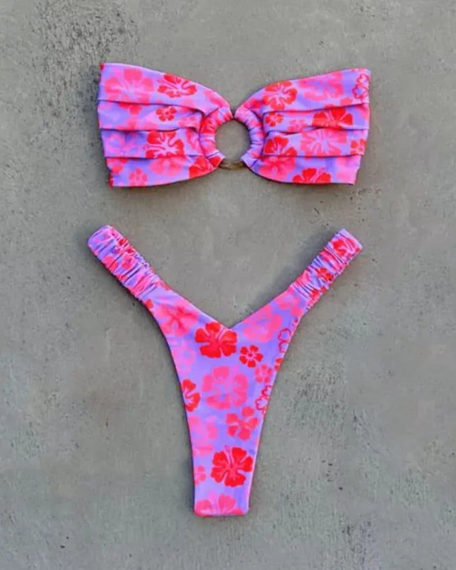 Women's Printed Pleated Bikini