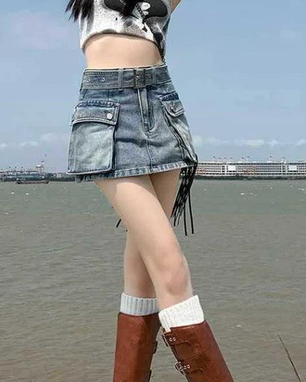 Vintage Diamond Denim Mini Skirt