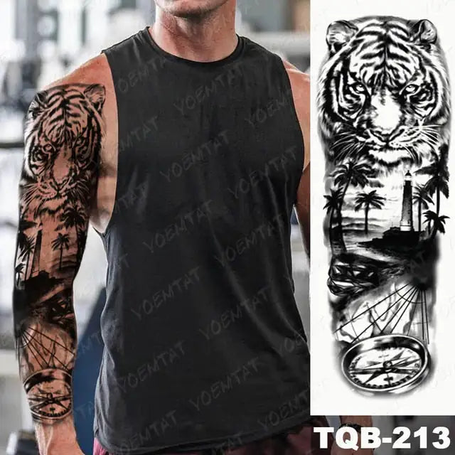 Lions in Gray Shaded Black Tattoos