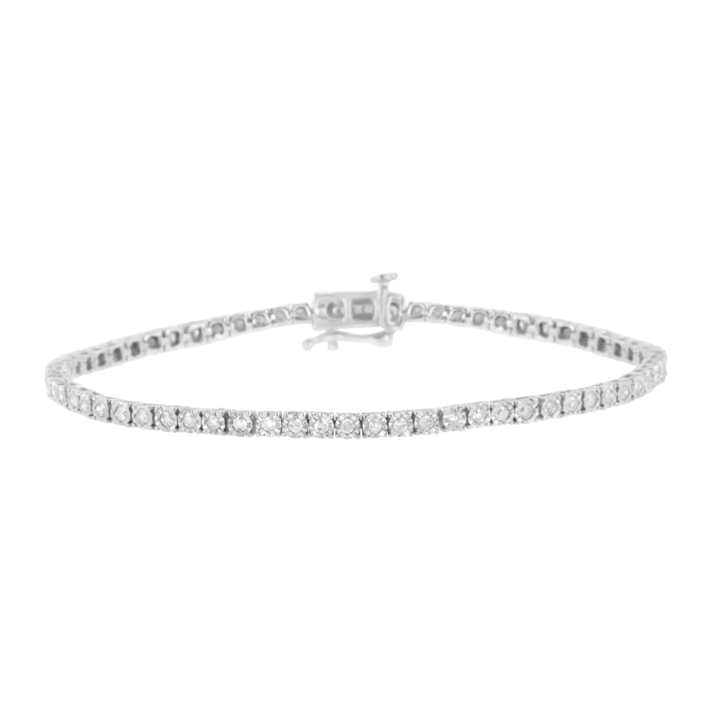 .925 Sterling Silver 1.0 cttw Miracle Set Round-Cut Diamond Tennis Bracelet (I-J Color, I3 Clarity) - 7.25"