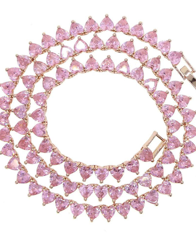 5A Heart CZ Tennis Necklace