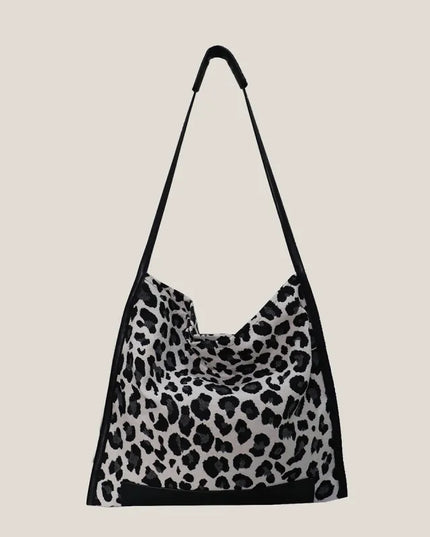Leopard Print Canvas Shoulder Bag