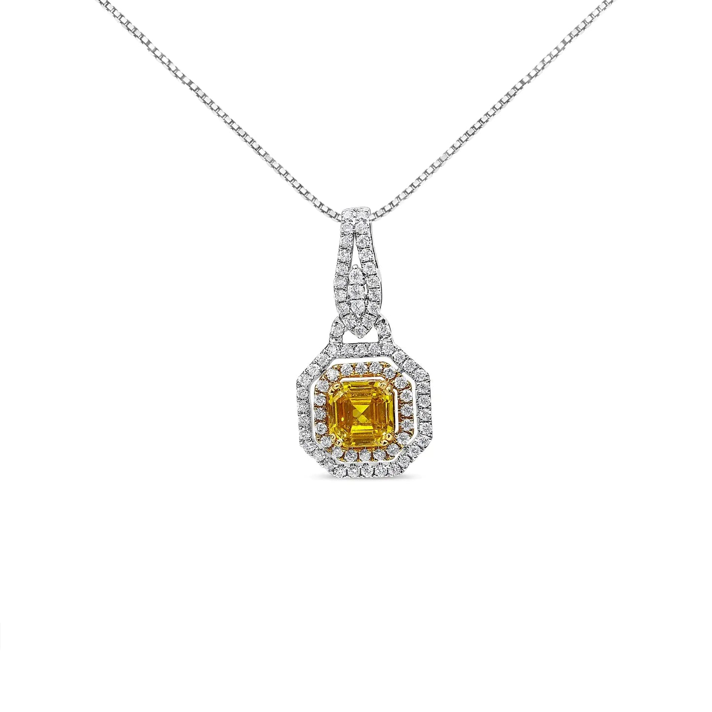 18K White and Yellow Gold Diamond Accent and Round Yellow Citrine and Pear Cut Black Onyx Dangle Drop 18" Pendant Necklace (G-H Color, SI1-SI2 Clarity)