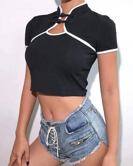 Contrast Cropped Front Shirt