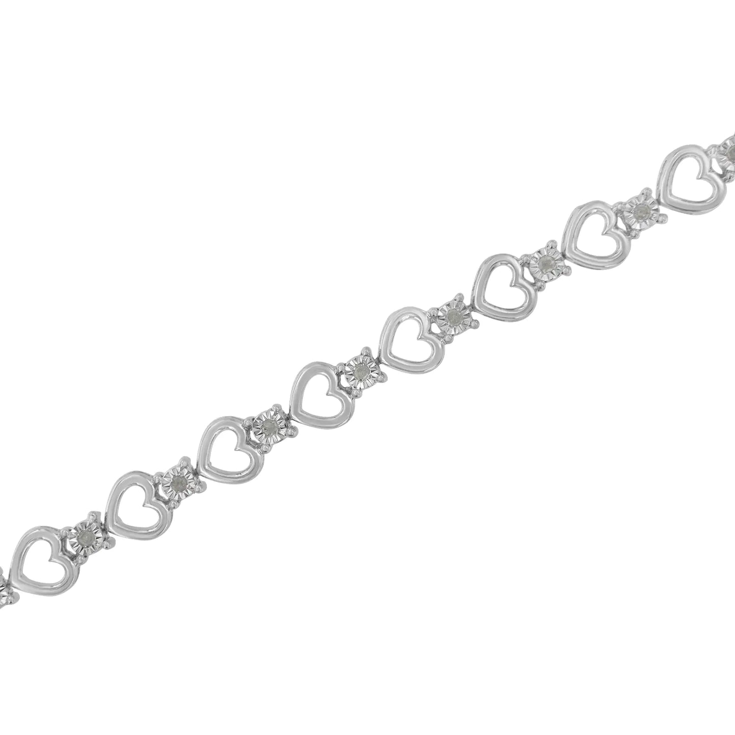 Sterling Silver Diamond Heart Link Bracelet (1/4 cttw, I-J Color, I3 Clarity)