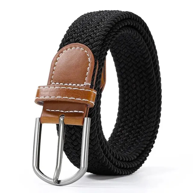 Elastic Leather Belt Alloy Buckle