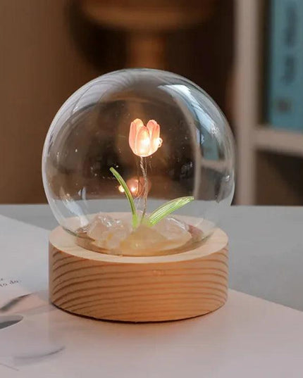 Handmade DIY LED Tulip Flower Night Light – Bedside Table Lamp