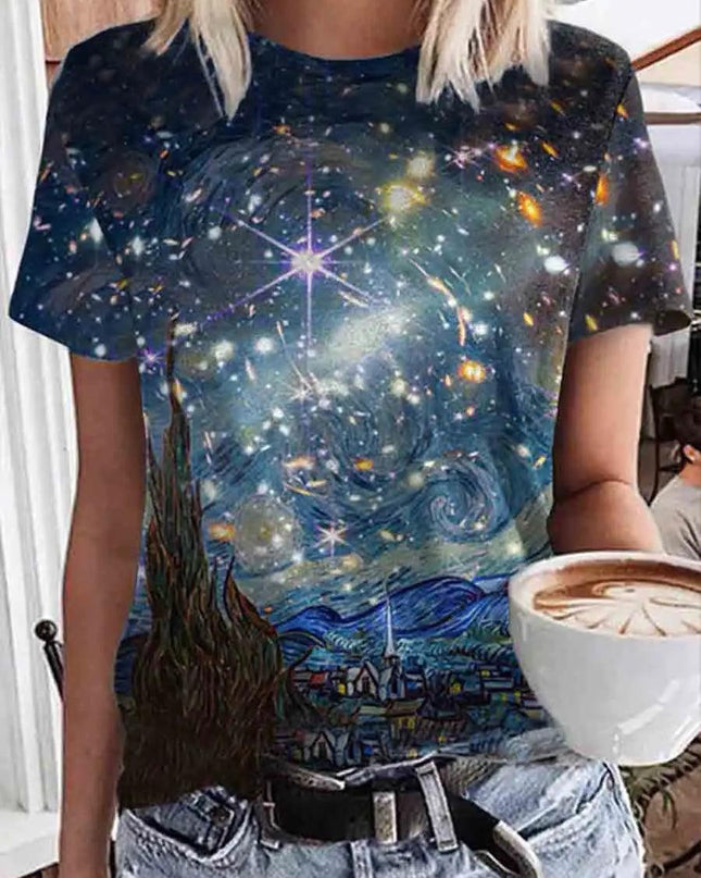 Starry Night Art Print Casual Tee