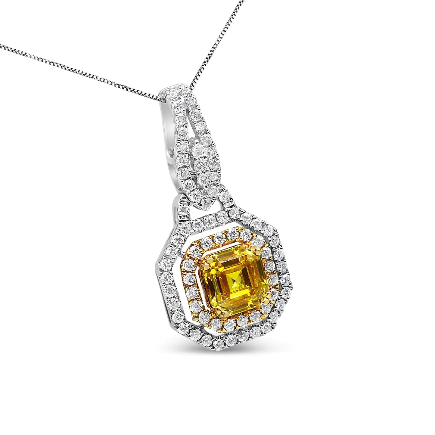 18K White and Yellow Gold Diamond Accent and Round Yellow Citrine and Pear Cut Black Onyx Dangle Drop 18" Pendant Necklace (G-H Color, SI1-SI2 Clarity)