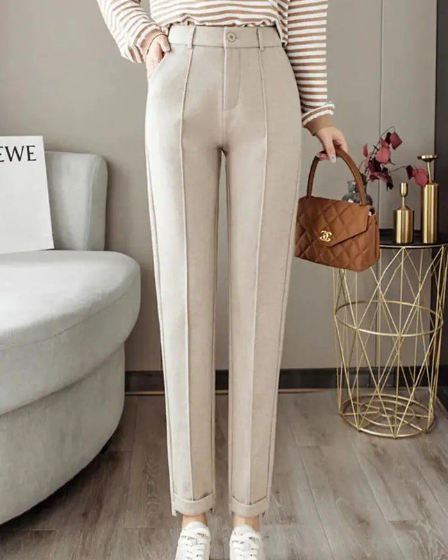 Woolen High Waist Trousers