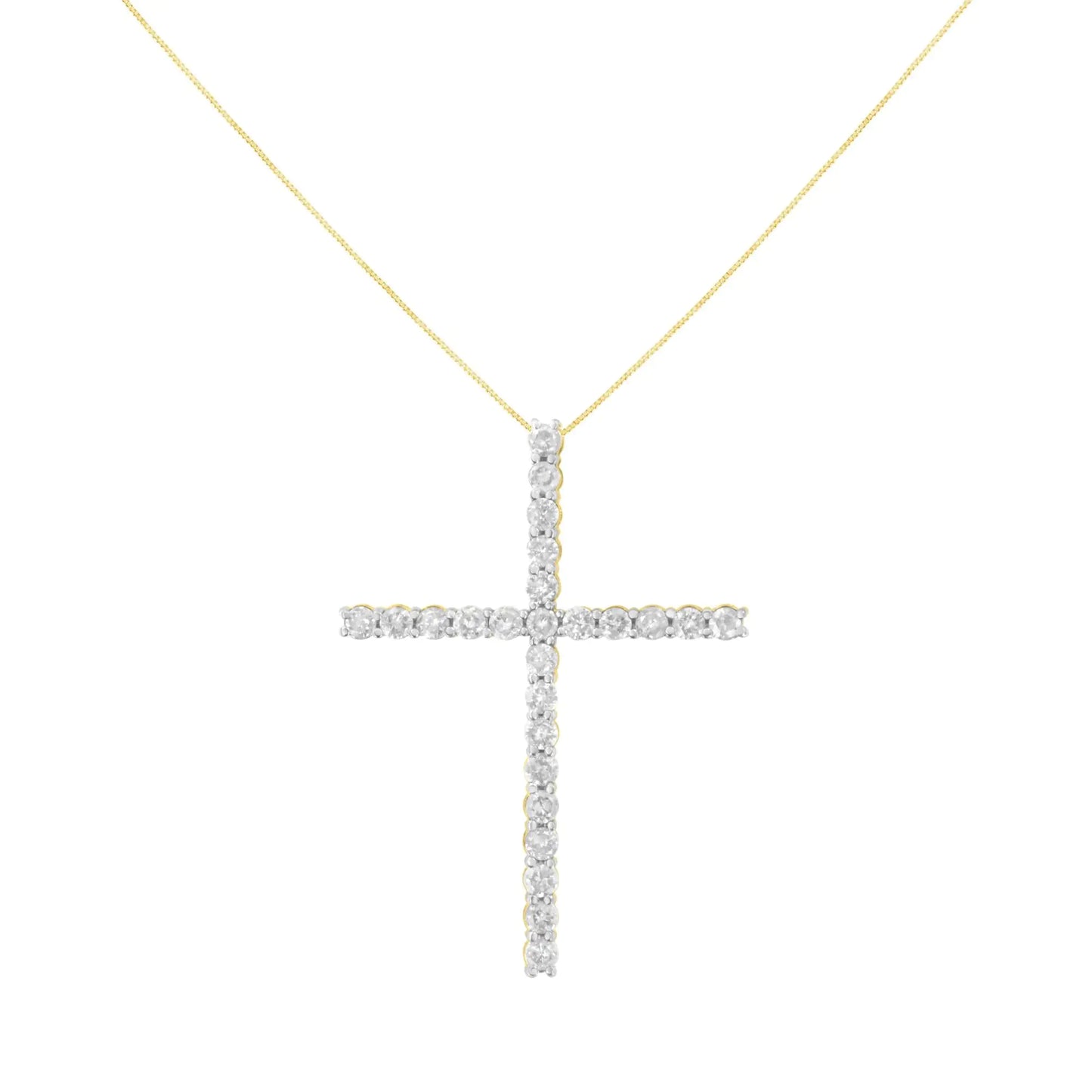 .925 Sterling Silver 2 1/2 cttw Diamond Cross Pendant Necklace (H-I, I2-I3)