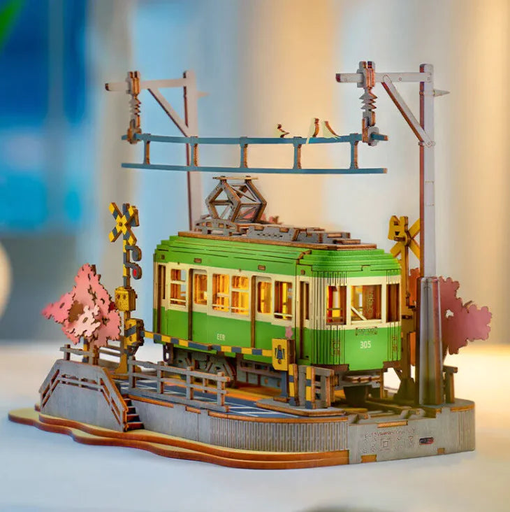 Sakura Journey Tram Car 3D Wooden Puzzle