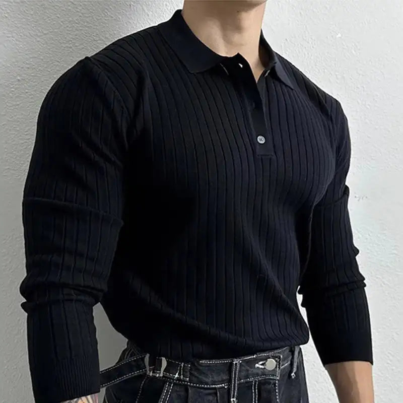 Ribbed Polo Sleeve Shirt